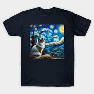 Birman Starry Night Inspired - Artistic Cat T-Shirt